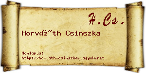 Horváth Csinszka névjegykártya